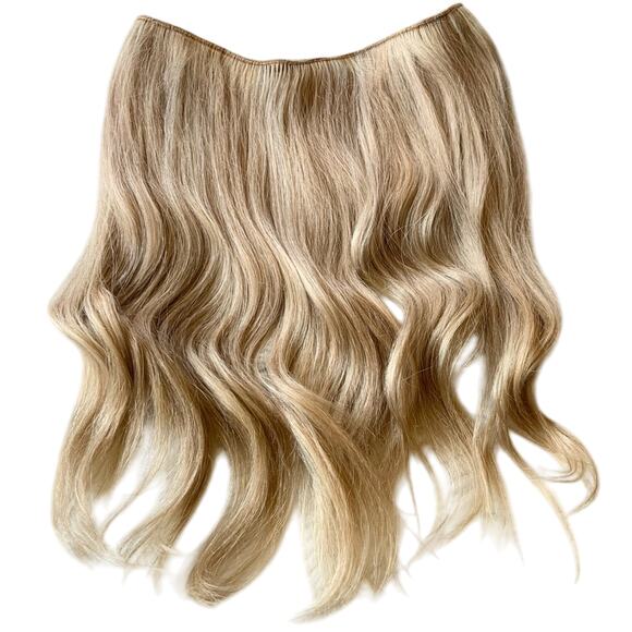 Halocouture Halo Hair Extensions 16 inch Original F112 Warm Blonde w/ Highlights - Picture 3 of 10